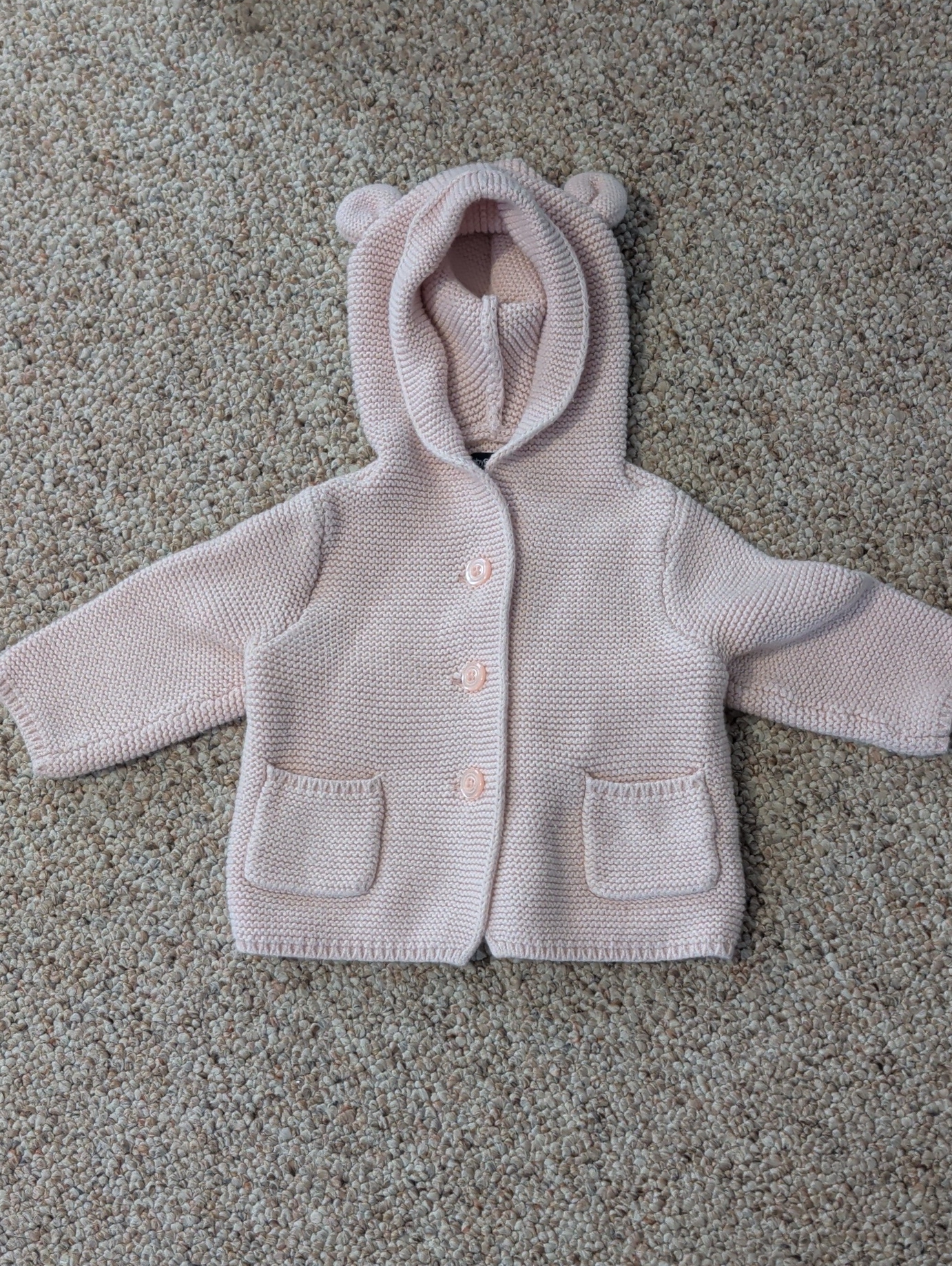 Gap Baby Knit Hooded Cardigan In Pale Pink